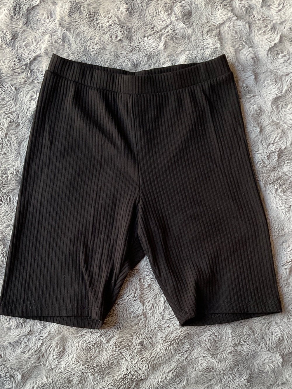 iris Black Ribbed Bike Shorts